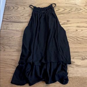 High neck flowy black tank